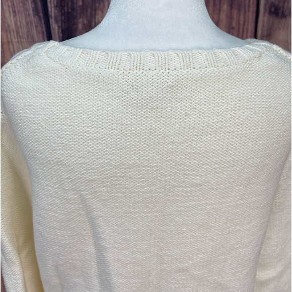 J. Crew Cotton blend Ivory crew neck Cable knit pullover sweater women’s size L - Picture 8 of 15